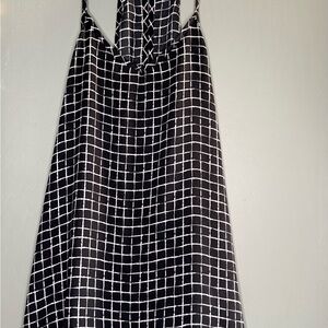 Paper Crane Black and White Grid Strapless Slip Dress